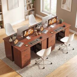 Wyld Haus Mimi 120cm Walnut Brown Home Office Desk with 3 Drawers & 3 Shelves - thumbnail 9