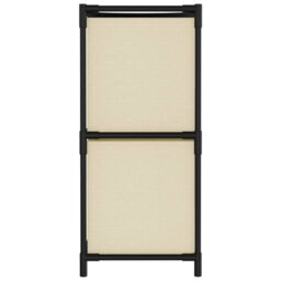 Berkfield Home Storage Cabinet with 4 Fabric Baskets Cream 63x30x71 cm Steel in Beige - Size: 63 x 30 x 71 cm - thumbnail 4