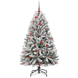 Berkfield Home Artificial Christmas Tree Green & White 150 cm PVC & Metal - thumbnail 3