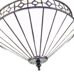 Happy Homewares Modern Opal Tiffany Glass Light with Small Circular Clear Beads in White - Size: 12 inches - thumbnail 2