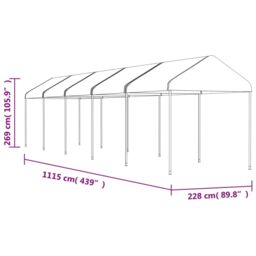 Berkfield Home Gazebo with Roof White 11.15x2.28x2.69 m Polyethylene - thumbnail 5