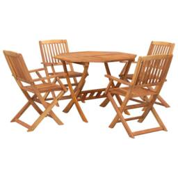 Berkfield Home 5 Piece Garden Dining Set Solid Wood Acacia in Brown - thumbnail 3