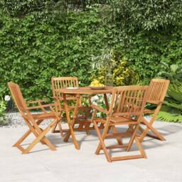 Berkfield Home 5 Piece Garden Dining Set Solid Wood Acacia in Brown - thumbnail 1