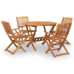 Berkfield Home 5 Piece Garden Dining Set Solid Wood Acacia in Brown - thumbnail 2
