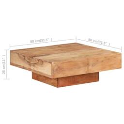 Berkfield Home Beautiful Coffee Table 80x80x28 cm Solid Acacia Wood in Brown - Size: 80 x 80 x 28 cm - thumbnail 6