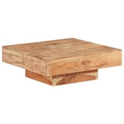 Berkfield Home Beautiful Coffee Table 80x80x28 cm Solid Acacia Wood in Brown - Size: 80 x 80 x 28 cm - thumbnail 9