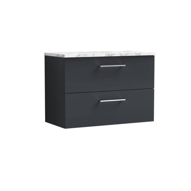 Balterley Level 800mm Wall Hung 2 Drawer Unit with Laminate Worktop Dark Grey - image 1