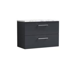 Balterley Level 800mm Wall Hung 2 Drawer Unit with Laminate Worktop Dark Grey - thumbnail 1