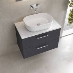 Balterley Level 800mm Wall Hung 2 Drawer Unit with Laminate Worktop Dark Grey - thumbnail 3