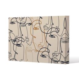 Benjamin Tate Design Continuous line drawing of faces (Canvas Print) / 77 x 51 x 4cm in Natural - Size: 77 x 51 x 4 cm - thumbnail 1