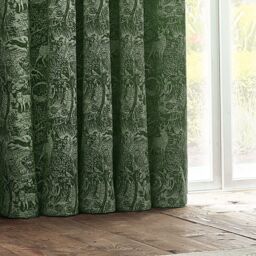 Furn Winter Woods Animal Chenille Eyelet Curtain Pair in Emerald - Size: 117 cm width x 137 cm drop - thumbnail 4