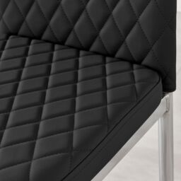 FurnitureboxUK Set of 4 Milan High Back Soft Touch Diamond Pattern Faux Leather Dining Chairs With Silver Chrome Metal Legs in Black - thumbnail 4