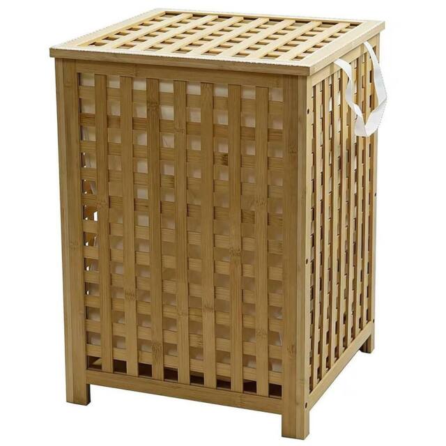 Havendro 120L Bamboo Laundry Basket with Lid in Beige - image 1