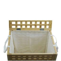 Havendro 120L Bamboo Laundry Basket with Lid in Beige - thumbnail 2