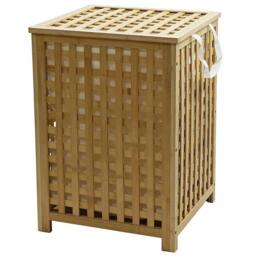 Havendro 120L Bamboo Laundry Basket with Lid in Beige - thumbnail 1