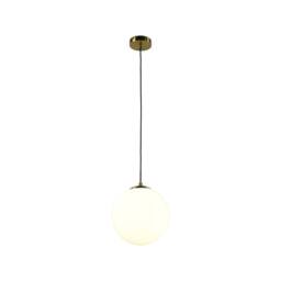 First Choice Lighting Grosvenor - Satin Brass Pendant Light with Glass Globe in Gold - thumbnail 2