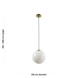 First Choice Lighting Grosvenor - Satin Brass Pendant Light with Glass Globe in Gold - thumbnail 8