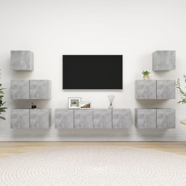 Berkfield Home 8 Piece TV Cabinet Set Concrete Grey Engineered Wood - image 1