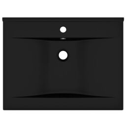 Berkfield Home Luxury Basin with Faucet Hole Matt Black 60x46 cm Ceramic - thumbnail 3