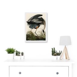 Artery8 Audubon Birds Great Blue Heron Painting Nature Animals Artwork Framed Wall Art Print A4 in White - thumbnail 2