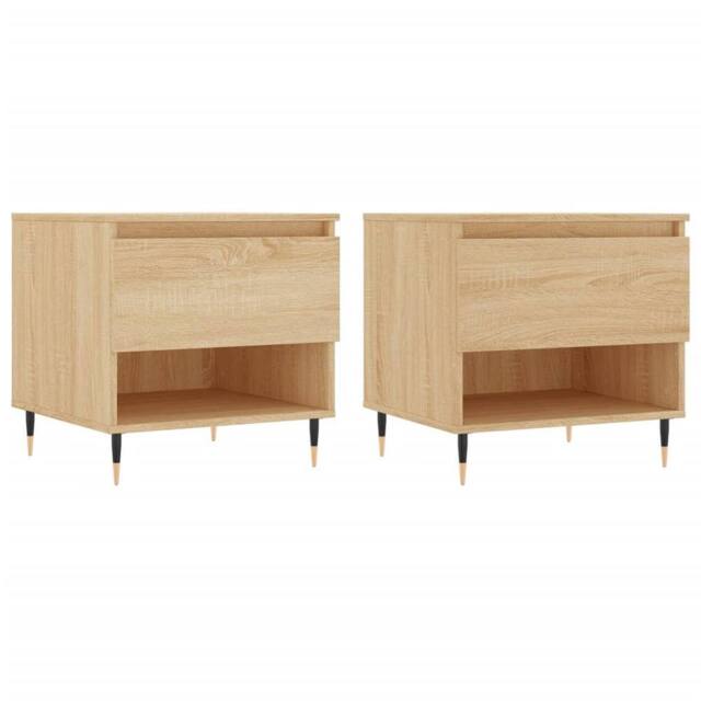 Berkfield Home Coffee Tables 2 pcs Sonoma Oak 50x46x50 cm Engineered Wood in Tan - Size: 50 x 46 x 50 cm - image 1