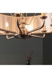 Netlighting Highclere Single Shade Pendant Ceiling Lamp Brushed Chrome Plate Natural Linen in Grey - thumbnail 6