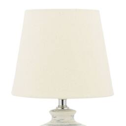 Wyld and Coco Beige and Blue Embossed Ceramic Table Lamp with Warm Fabric Shade - thumbnail 5