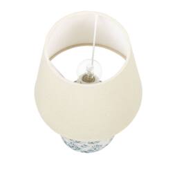Wyld and Coco Beige and Blue Embossed Ceramic Table Lamp with Warm Fabric Shade - thumbnail 7