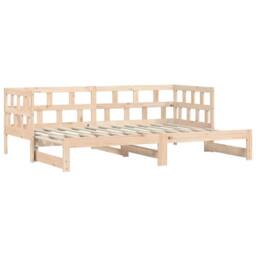 Berkfield Home Beautiful Daybed with Trundle 80x200 cm Solid Wood Pine in Light Tan - thumbnail 1