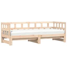 Berkfield Home Beautiful Daybed with Trundle 80x200 cm Solid Wood Pine in Light Tan - thumbnail 4