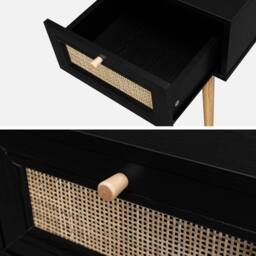 sweeek Woven rattan bedside table with drawer in Black - thumbnail 9