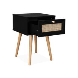 sweeek Woven rattan bedside table with drawer in Black - thumbnail 7