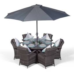 Thats Furniture Arizona Round 6 Seater Patio Dining Set with Ice Bucket Drinks Cooler in Grey - thumbnail 1