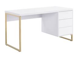 Vente-unique Desk With 3 Drawers - Lacquered MDF & Metal - White & Gold - thumbnail 4