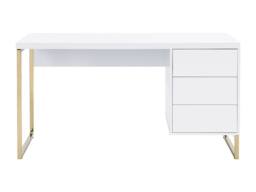 Vente-unique Desk With 3 Drawers - Lacquered MDF & Metal - White & Gold - thumbnail 2
