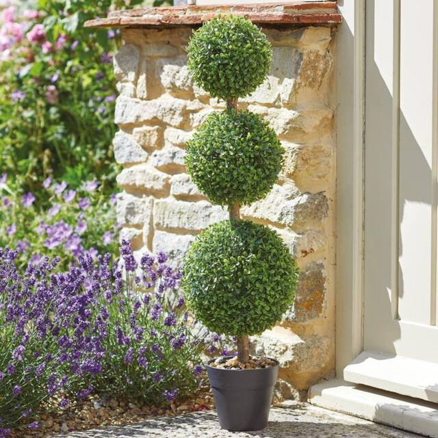 mysmartbuy Trio Ball Artificial Topiary Bush - Home or Garden Faux Plant in Pot in Green - image 1