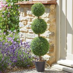mysmartbuy Trio Ball Artificial Topiary Bush - Home or Garden Faux Plant in Pot in Green - thumbnail 1