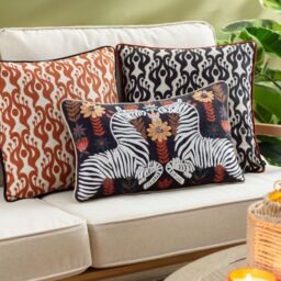 Wylder Tropics Mirrored Zebra Embroidered 100% Cotton Cushion - Size: 30 cm x 50 cm - thumbnail 7