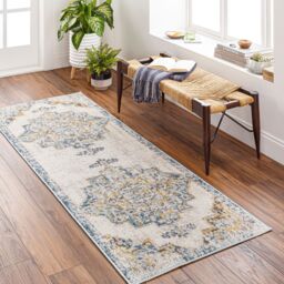 Livabliss Ankara - Vintage Blue Beige Traditional Boho Living Dining Bedroom Rug - Size: 120 cm x 170 cm - thumbnail 1
