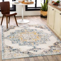 Livabliss Ankara - Vintage Blue Beige Traditional Boho Living Dining Bedroom Rug - Size: 120 cm x 170 cm - thumbnail 9