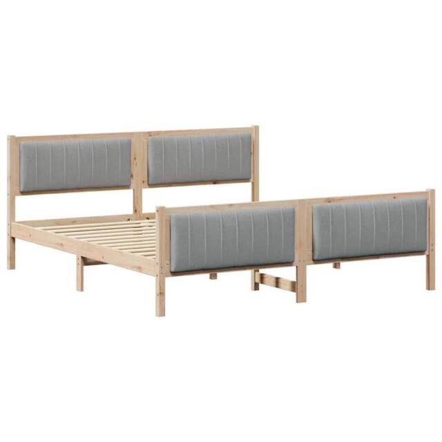 Berkfield Home Bed frame Brown & light grey 180 x 200 cm Solid pine wood in Natural - image 1