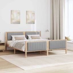 Berkfield Home Bed frame Brown & light grey 180 x 200 cm Solid pine wood in Natural - thumbnail 4