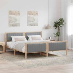 Berkfield Home Bed frame Brown & light grey 180 x 200 cm Solid pine wood in Natural - thumbnail 2