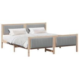 Berkfield Home Bed frame Brown & light grey 180 x 200 cm Solid pine wood in Natural - thumbnail 3