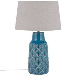 Wyld and Coco Sea Blue Grey Leaf Ceramic Bedside Lamp 55cm - thumbnail 4