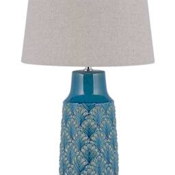 Wyld and Coco Sea Blue Grey Leaf Ceramic Bedside Lamp 55cm - thumbnail 2
