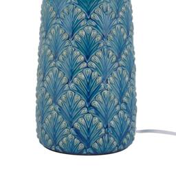 Wyld and Coco Sea Blue Grey Leaf Ceramic Bedside Lamp 55cm - thumbnail 7