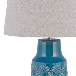 Wyld and Coco Sea Blue Grey Leaf Ceramic Bedside Lamp 55cm - thumbnail 6