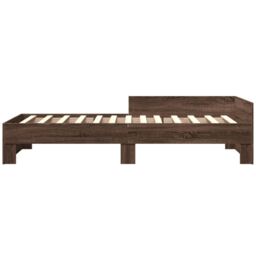 Berkfield Home Bed Frame without Mattress Brown Oak 75x190 cm Small Single Engineered Wood - thumbnail 4