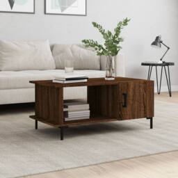 Berkfield Home Decorative Coffee Table Brown Oak 90x50x40 cm Engineered Wood - Size: 90 x 50 x 40 cm - thumbnail 2